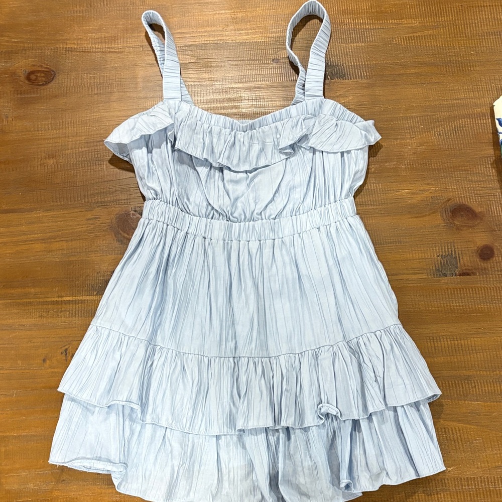 Light Blue Ruffle Tiered Dress